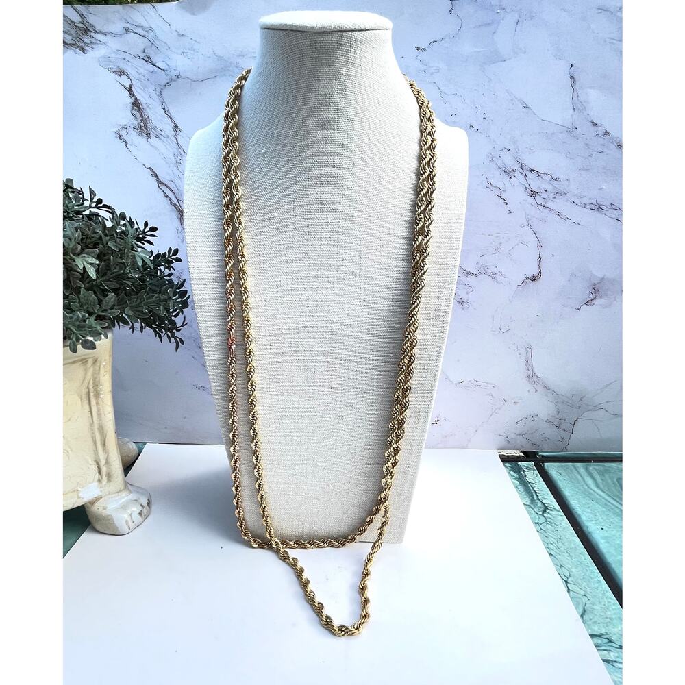 Vintage Gold Tone Rope Chain Necklace -Long 36" -Pre-Owned with Flaw 90’s style